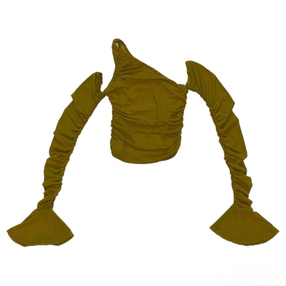 SHEIN Olive Green Ruched Blouse - Picture 2 of 2